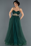 Длинное Помолвочное Платье Изумрудно-зеленый ABU1256