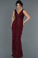 Длинное Помолвочное Платье Бордовый ABU1284