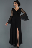 Длинное Выпускное Платье Черный ABU1252