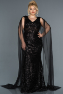 Длинное Свободное Вечернее Платье Черный ABU1310