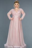 Длинное Свободное Вечернее Платье Пудровый ABU991
