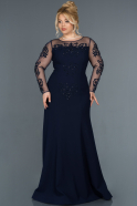 Длинное Свободное Вечернее Платье Темно-синий ABU1313