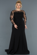 Длинное Свободное Вечернее Платье Черный ABU1313