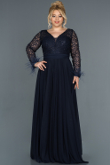 Длинное Свободное Вечернее Платье Темно-синий ABU1322