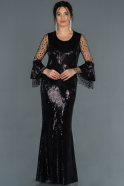 Длинное Вечернее Платье Черный ABU1344