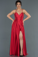 Длинное Атласное Выпускное Платье красный ABU1182