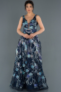 Длинное Помолвочное Платье Темно-синий ABU1348