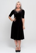 Короткое Велюровое Вечернее Платье Черный AR36751