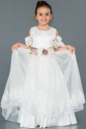 Длинное Девичье Платье Белый ABU1296