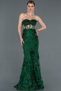 Длинное Вечернее Платье Русалка Изумрудно-зеленый ABU1539