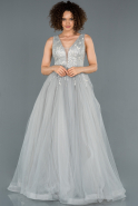 Длинное Помолвочное Платье Серый ABU1297
