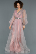 Длинное Вечернее Платье Пудровый ABU1301