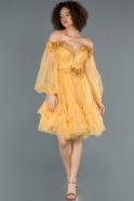 Короткое Платье На Приглашение Лимонный ABK779