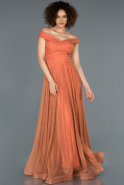 Длинное Помолвочное Платье Цвет корицы ABU886