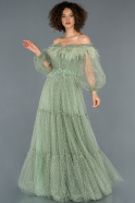 Длинное Помолвочное Платье затхлый зеленый ABU1369