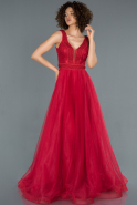 Длинное Помолвочное Платье красный ABU1370