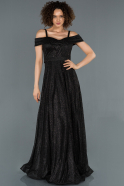 Длинное Вечернее Платье Черный ABU1354