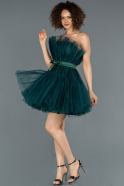 Мини Пригласительное Платье Изумрудно-зеленый ABK800