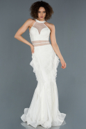Длинное Вечернее Платье Русалка Белый ABU1314