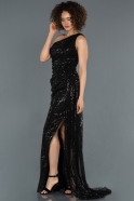 Длинное Вечернее Платье Русалка Черный ABU1372