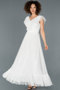 Длинное Выпускное Платье Белый ABU1288