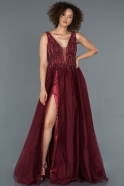 Длинное Помолвочное Платье Бордовый ABU1332
