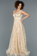 Длинное Помолвочное Платье Золотой ABU1178