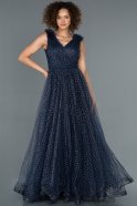 Длинное Помолвочное Платье Темно-синий ABU1179