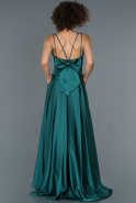 Длинное Атласное Выпускное Платье Изумрудно-зеленый ABU1279