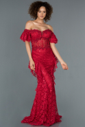 Длинное Вечернее Платье Русалка красный ABU1278