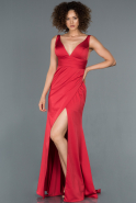 Атласное Платье Русалка Для Вечера красный ABU1255