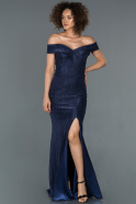 Длинное Помолвочное Платье Темно-синий ABU616