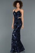 Длинное Вечернее Платье Русалка Темно-синий ABU1260
