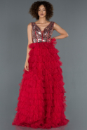 Длинное Помолвочное Платье красный ABU1302