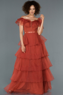 Длинное Помолвочное Платье Цвет корицы ABU1373