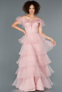 Длинное Помолвочное Платье Пудровый ABU1373
