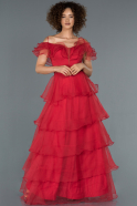 Длинное Помолвочное Платье красный ABU1419