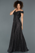 Длинное Вечернее Платье Черный ABU1374