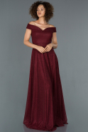 Длинное Вечернее Платье Бордовый ABU1374