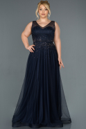 Длинное Свободное Вечернее Платье Темно-синий ABU1376