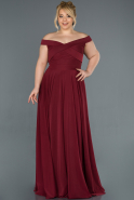 Длинное Свободное Вечернее Платье Бордовый ABU354