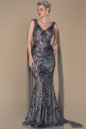 Длинное Помолвочное Платье Серый ABU1282