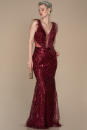 Длинное Помолвочное Платье Бордовый ABU1396