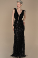 Длинное Помолвочное Платье Черный ABU1396