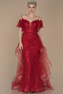 Длинное Помолвочное Платье С Кружевами красный ABU1394