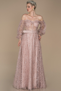 Длинное Помолвочное Платье С Кружевами Пыльно-розовый ABU1382