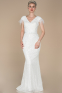 Длинное Вечернее Платье Русалка Белый ABU1380