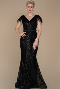 Длинное Вечернее Платье Русалка Черный ABU1380