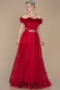 Длинное Помолвочное Платье красный ABU1397