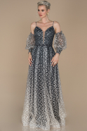 Длинное Помолвочное Платье С Кружевами Серый ABU1393